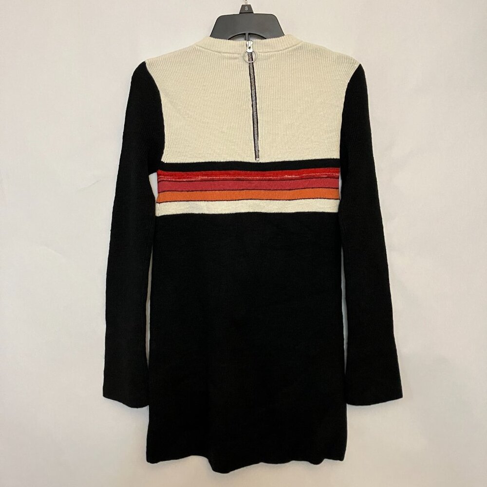 Free People Womens Linen Blend Sweater Knit Dress Color Block XS Zip Back Boho - Picture 3 of 9